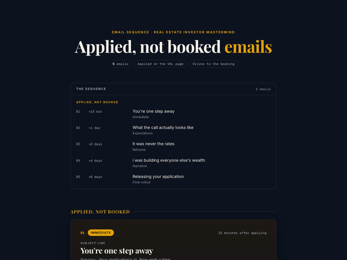 Applied, not booked preview